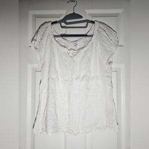Old Navy White Short Sleeve Ruched Blouse